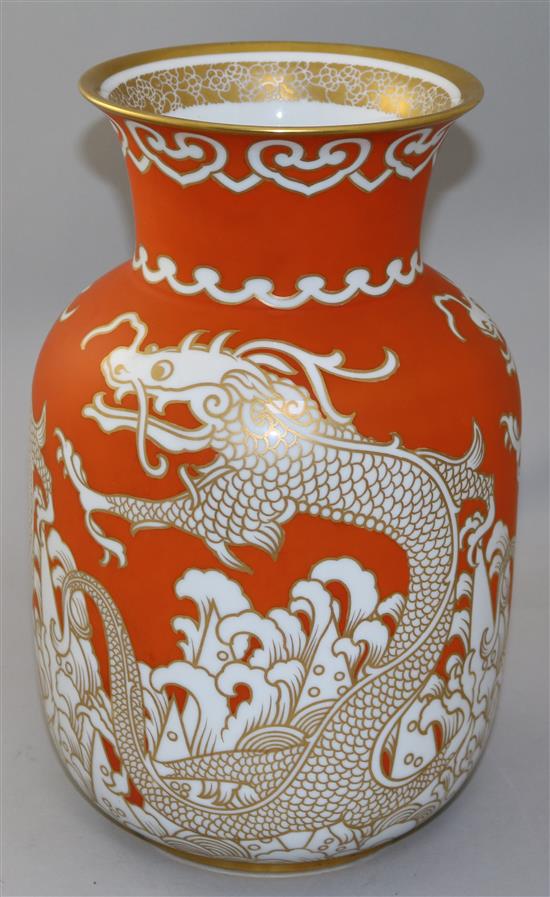 A large Rosenthal Art Deco Ming Dragon vase, c.1922, designed by Hans Schiffner, 32.5cm